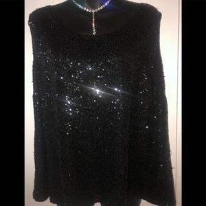 Eileen Fisher Plus Black Sequin Top, 1X